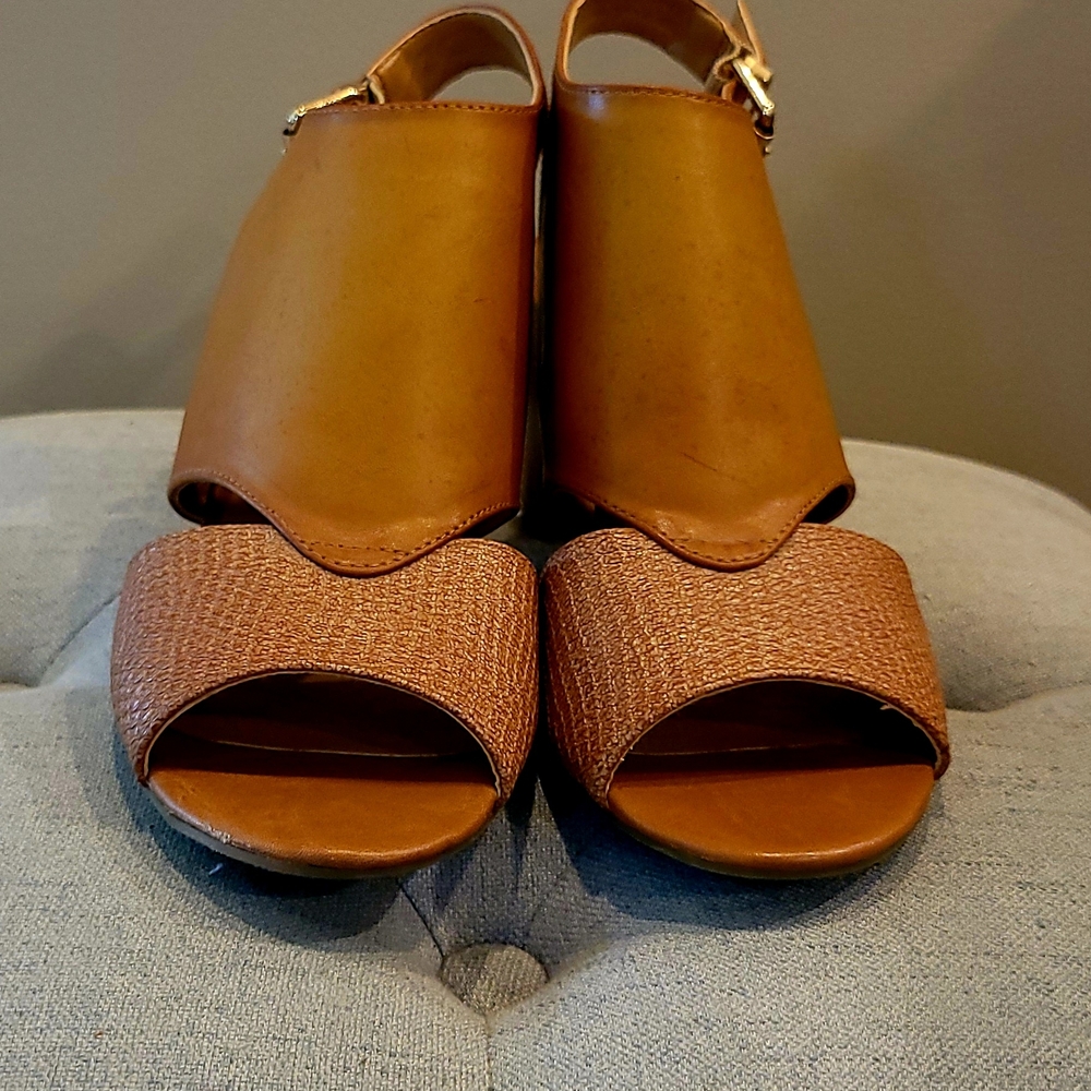 G.H. Bass & Co. Tan Block Heel Mule Sandle